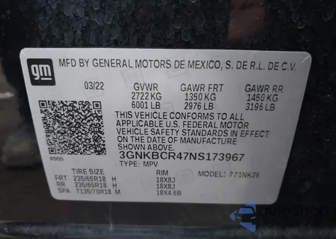 2022 Chevrolet Blazer Fwd 2Lt from USA, damaged, VIN 3GNKBCR47NS173967